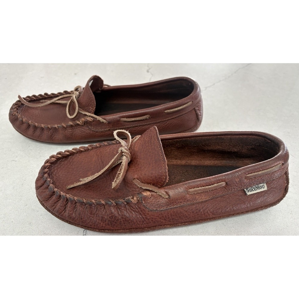 SoftMoc Dario Men's Brown Leather Moccasin Slippers Memory Foam Sole Size 10M